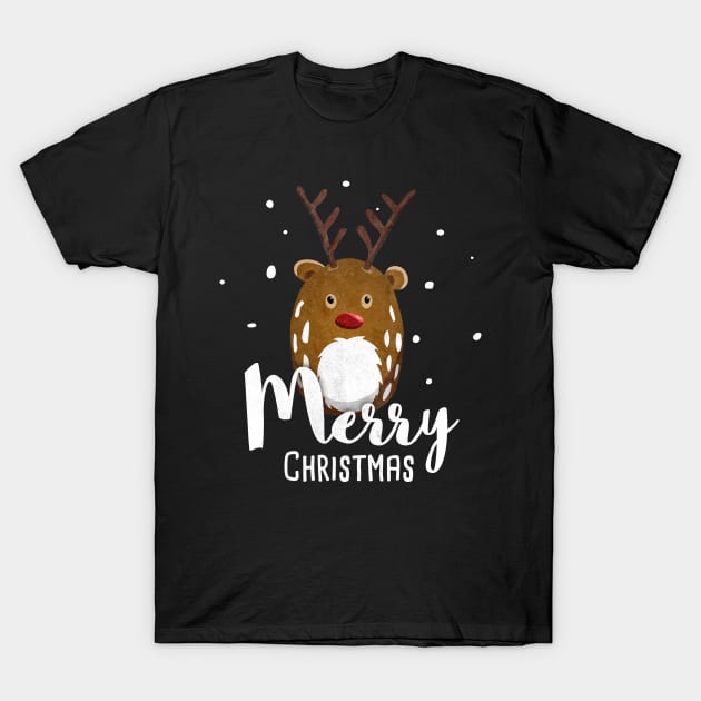 Merry Christmas Yuletide With Reindeer Rudolph T-Shirt by Bumblebeast